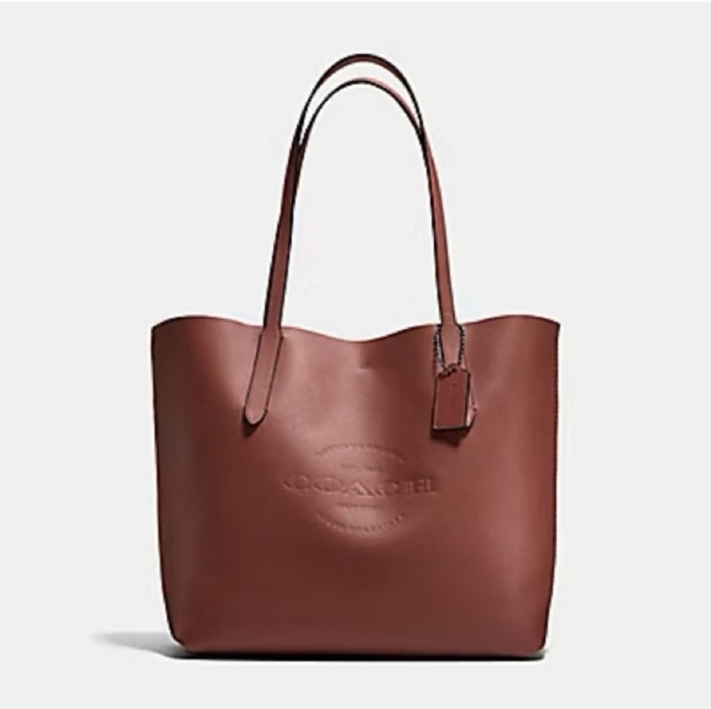 Coach Hudson Leather Tote Bag Dark Saddle NWT